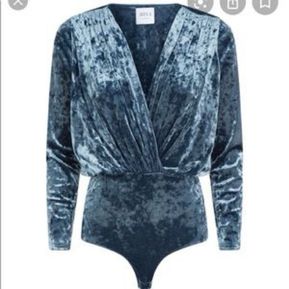 MISA Blue Mirela Velvet Bodysuit